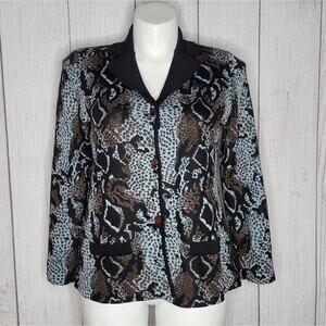 Misook Animal Cheetah Snake Print Sweater/Blazer, size Medium